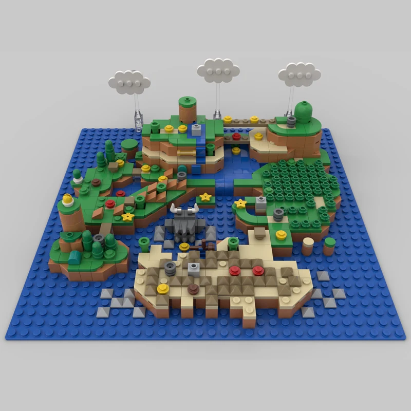 

760PCS MOC Italian Plumber World Dinosaur Land Map Modular DIY Building Blocks Educational Toys for Kids Birthday Christmas Gift