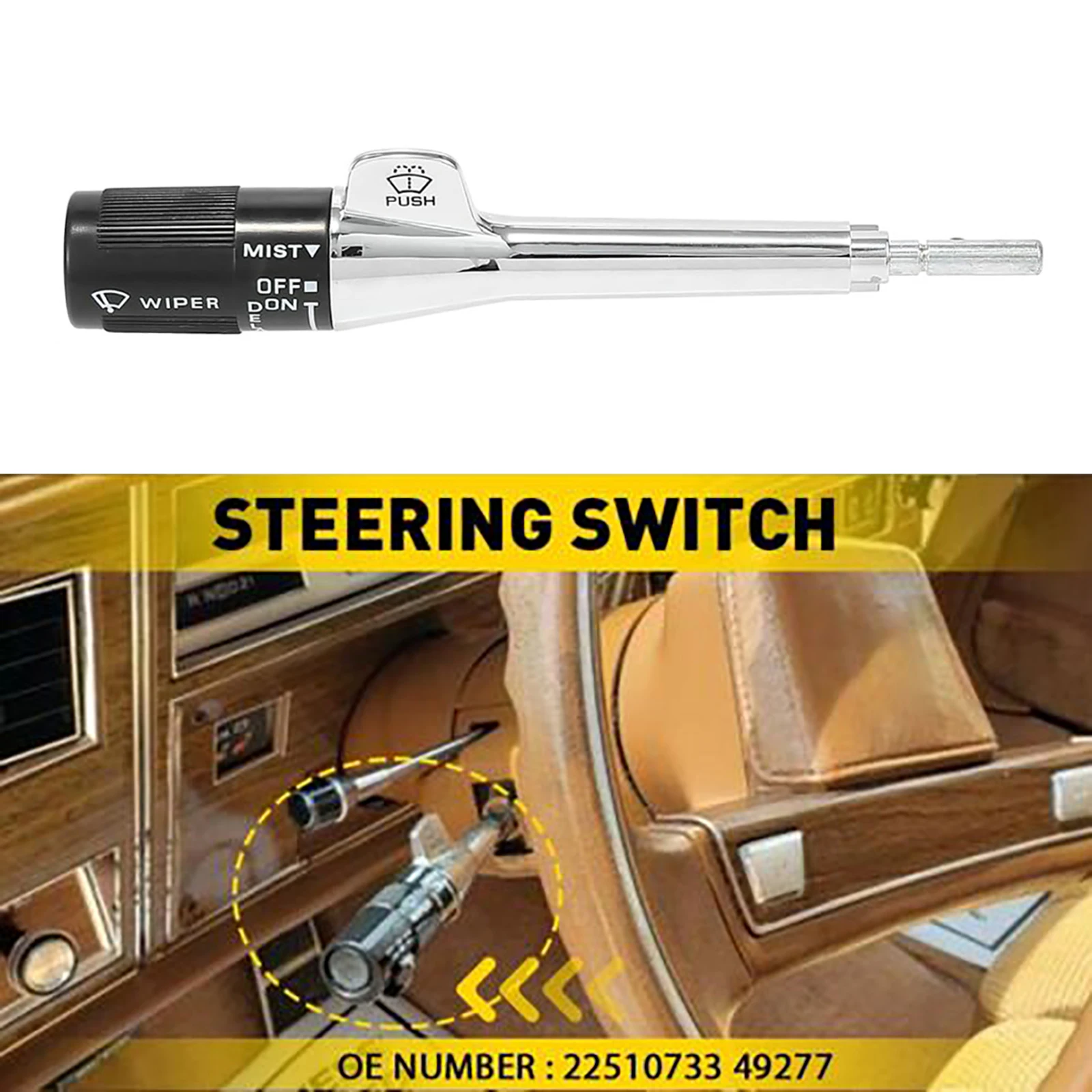 1pc Turn Signal Delay Wiper Lever Switch 22510144 For Century Electra Caprice Celebrity Camaro Pickup Truck Chrome+Black Parts