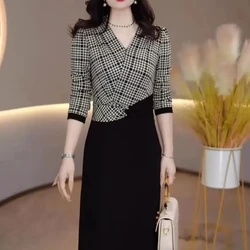 Fashionable and High-end Fake Two-piece Autumn and Winter New Casual Slim Slimming Meat Covering Medium Length Casual Dresses