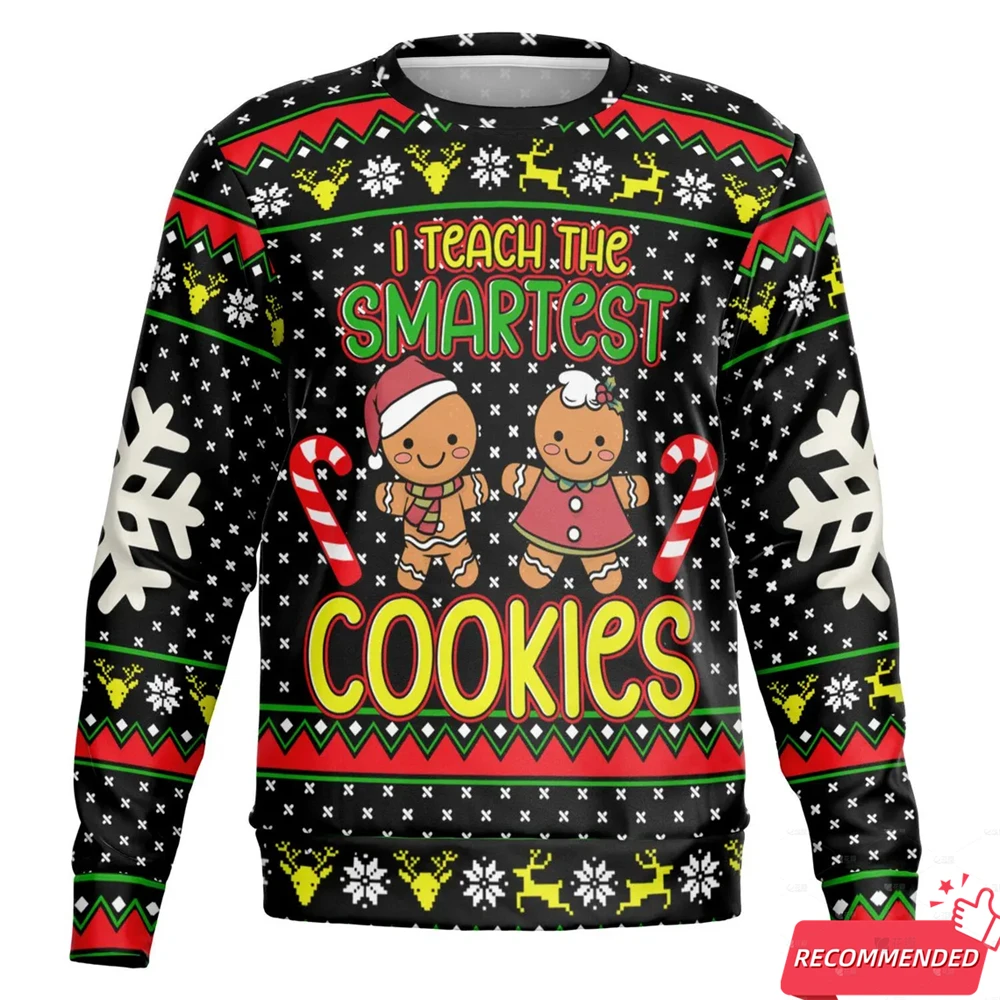 Funny Santa Claus 3D Printed Xmas Ugly Christmas Sweater New Trend Cookie Ugly Sweaters Pullover Christmas Mens Cartoon Cat Tops