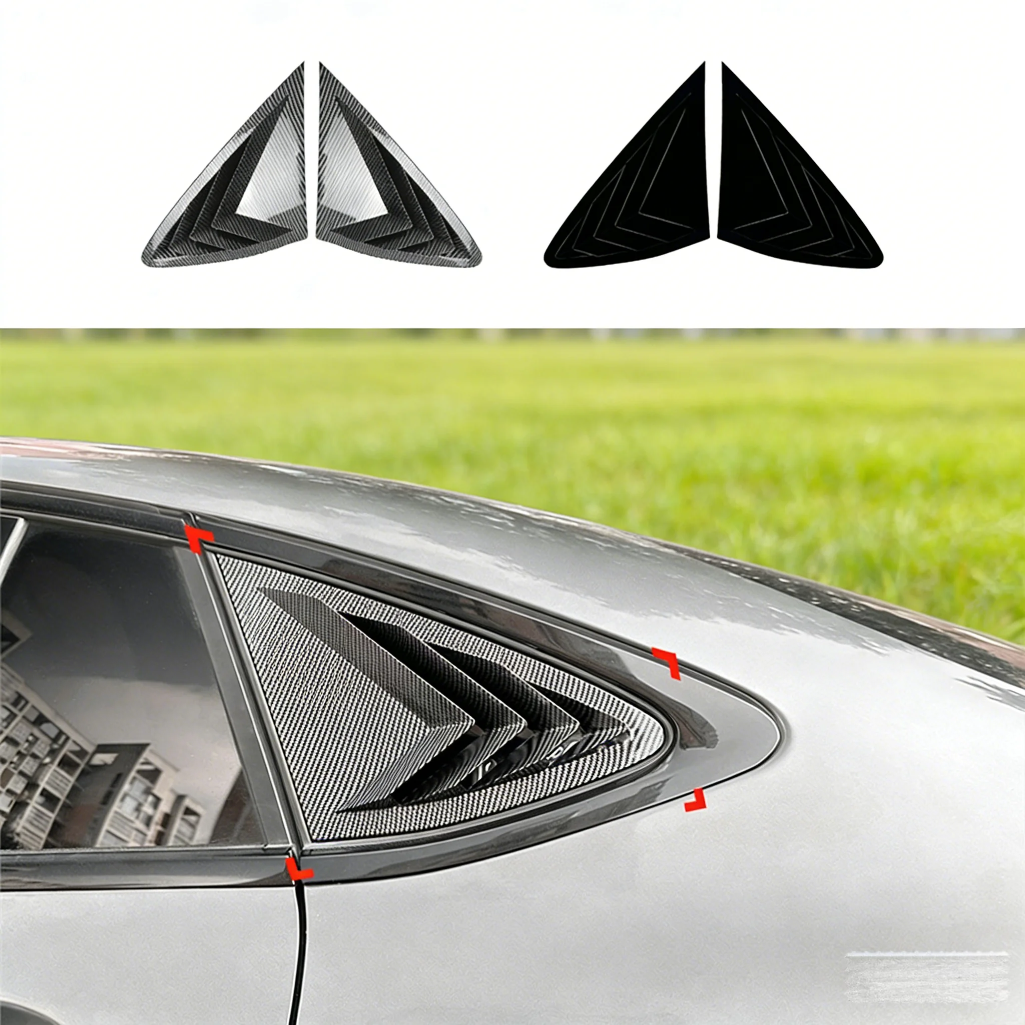 Reliable-Car Rear Triangular Window Louvers Shutters Blinds Cover Trim For Mercedes-Benz GLC Coupe C253 2016-2022 Glossy Black