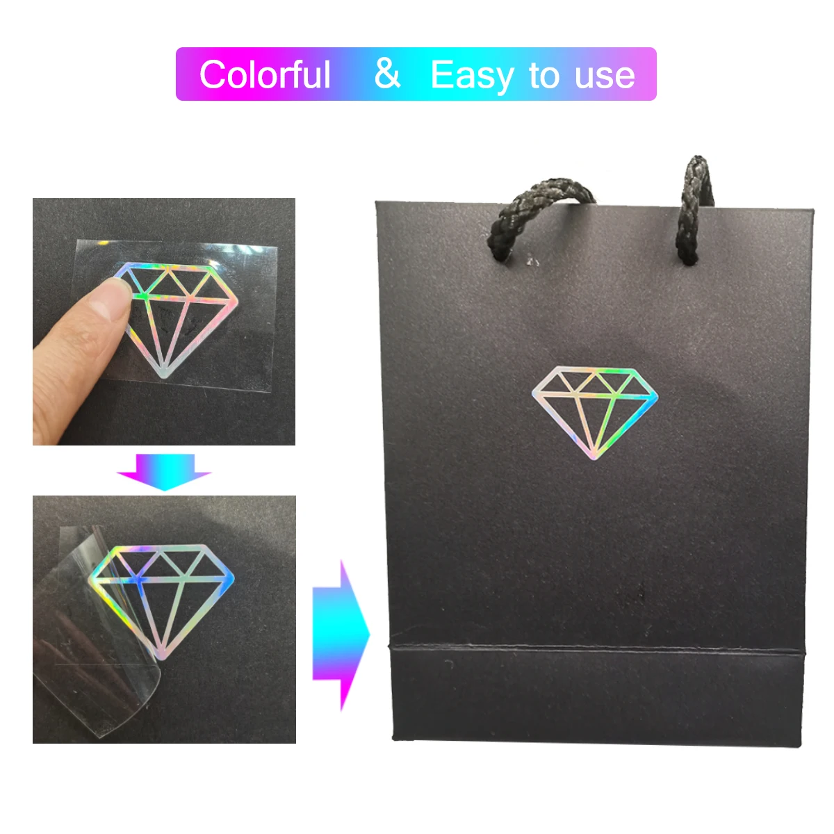 rainbow chameleon personalized holographic transfer 3D sticker custom self-adhesive label waterproof glitter logo shiny decal