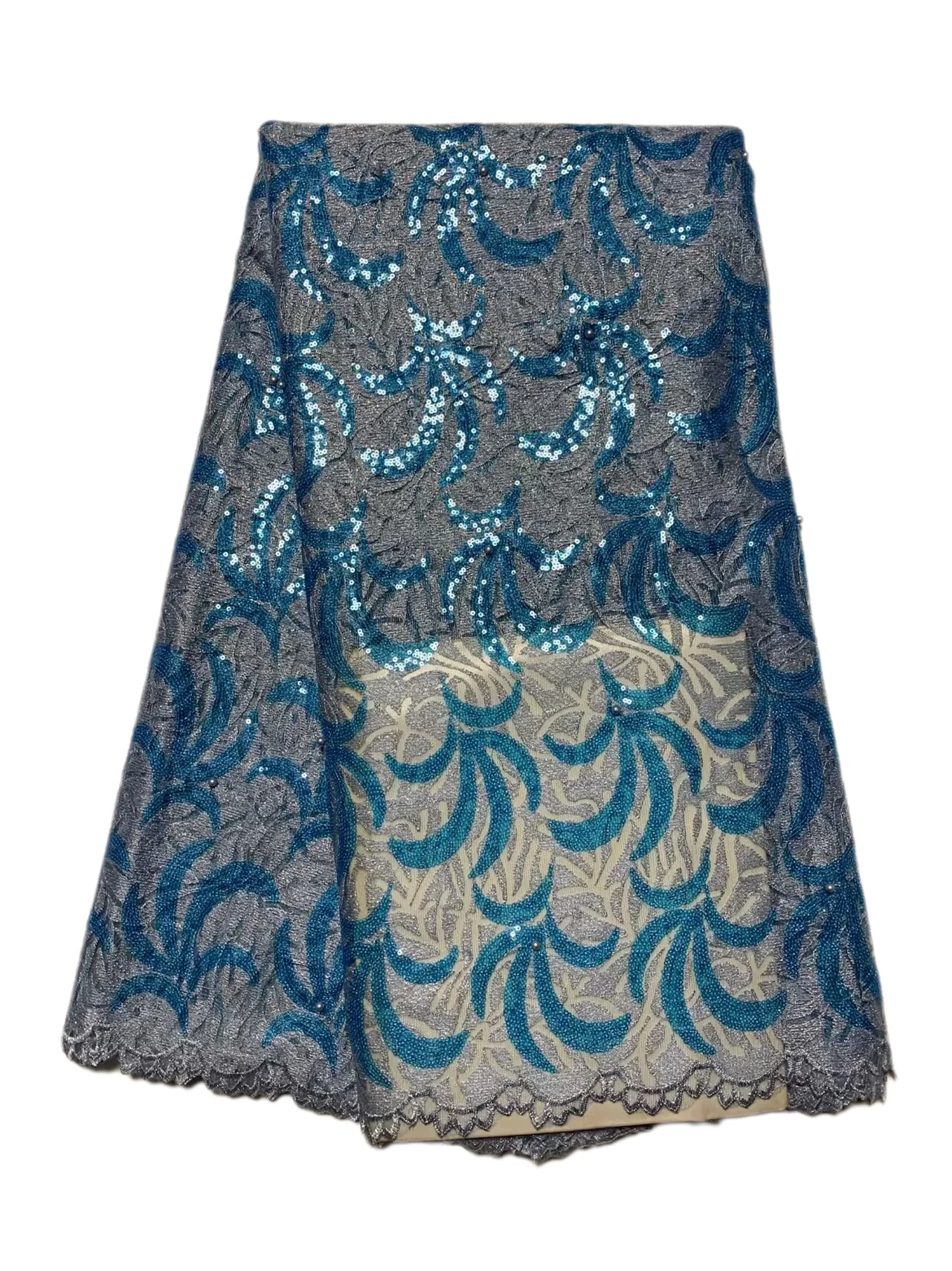 

Multicolor Sequins Tulle Lace Fabric 2025 High Quality African Swiss Voile Embroidery Mesh Net Laces 5 Yards For Sew Party Dress