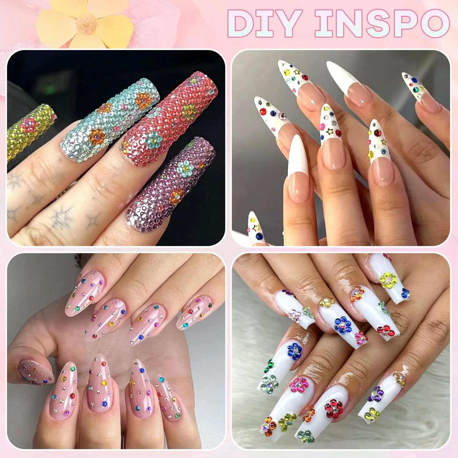 5000 Uds pequeños diamantes de imitación de resina para decoración de uñas, diamantes de imitación coloridos de 2/3MM, gemas para uñas deslumbrantes con parte posterior plana, dije de diamantes de imitación para uñas