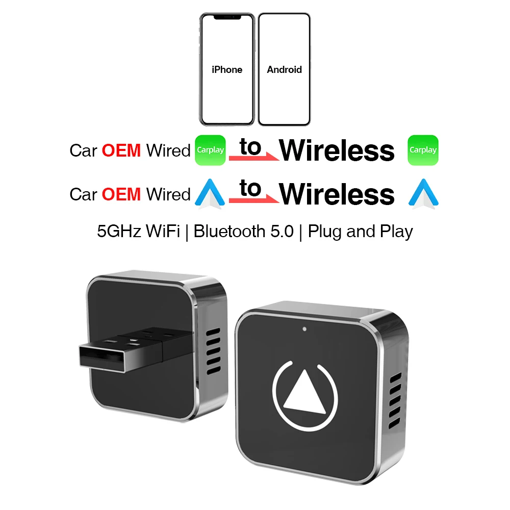 New Wireless CarPlay Android Auto Adapter USB Dongle Smart Mini
