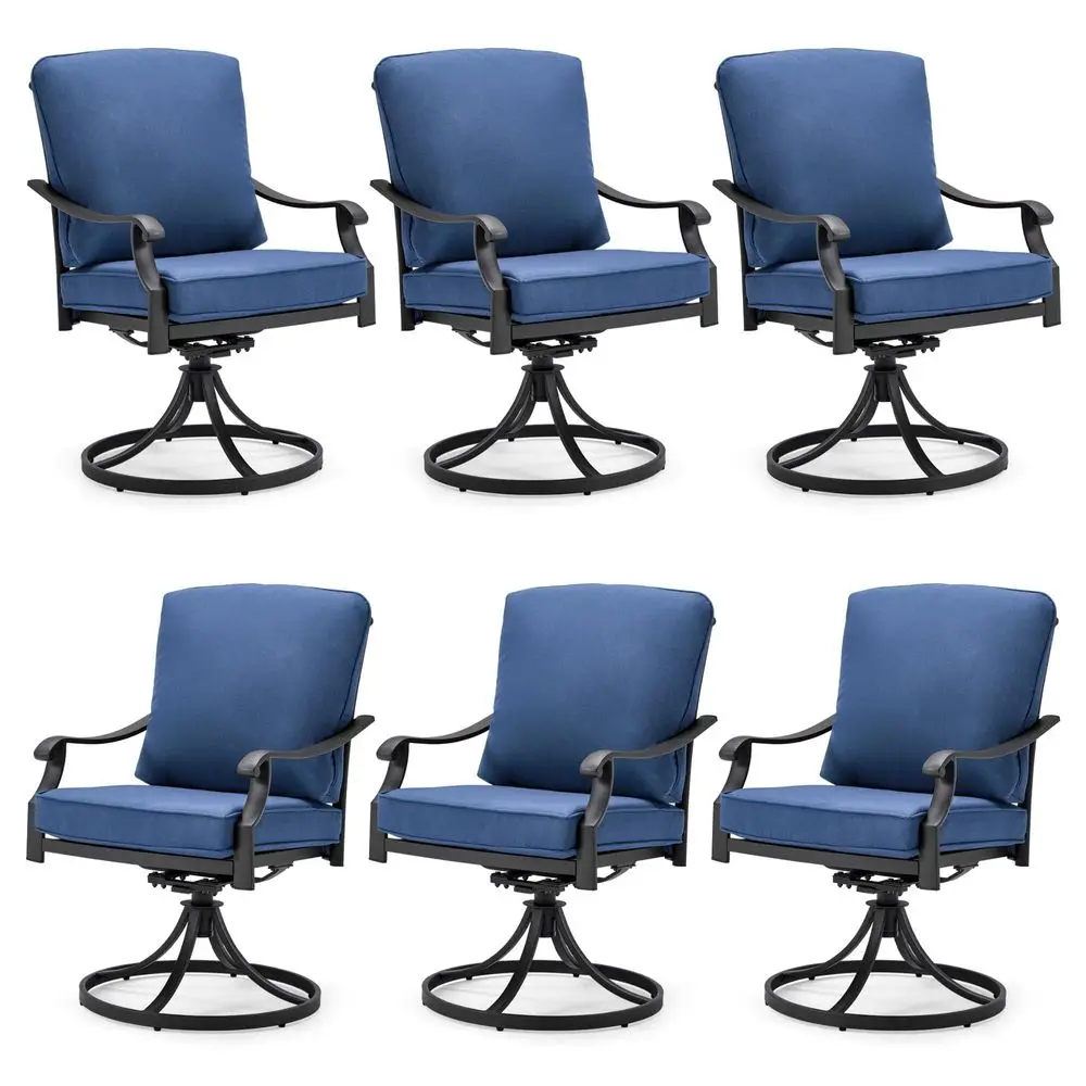 

Patio Swivel Chair Set of 6, Heavy Duty Outdoor Dining Chairs with Thickened Cushions, Metal Patio Chairs Gentle Rocker for Out
