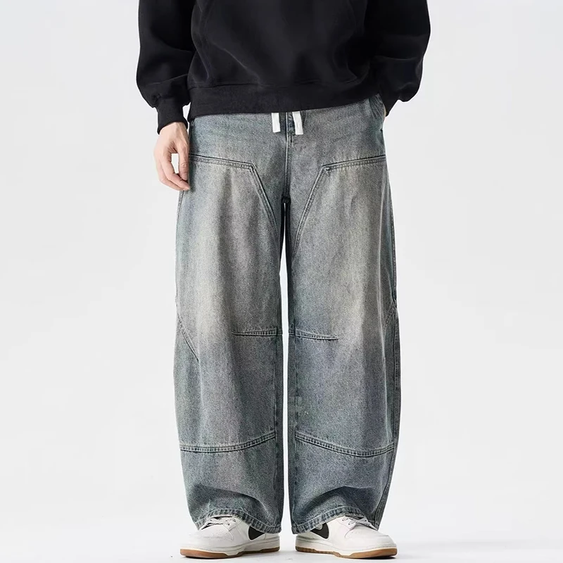 

High Waist Casual Jeans Men New Arrival 2026 Spring Fashion Streetwear Washed Denim Harajuku Loose Female Wide Leg Jeans N037
