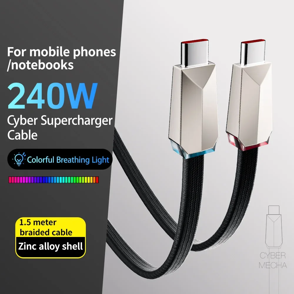 Explosive product Beimo 24 Charge 0W Cyber Fast Charging Cable Colorful Breathing Light Data Cable Zinc Alloy Interface Fast