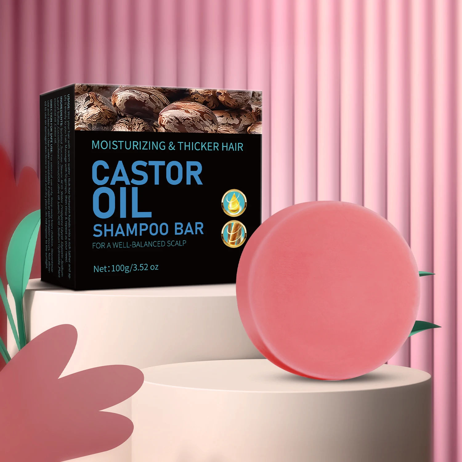 Champú de aceite de ricino de 100g, barra de jabón para hacer manos para el crecimiento del cabello, hidratante, Anit, reparación de pérdida de cabello, daño, piel de cabello seco