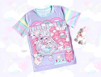 可愛卡哇伊Yami印花女短袖T卹 夏季休閒3D印花 夏季可愛男士運動上衣T卹 10 最佳銷售 暗黑可愛風服裝 - №5