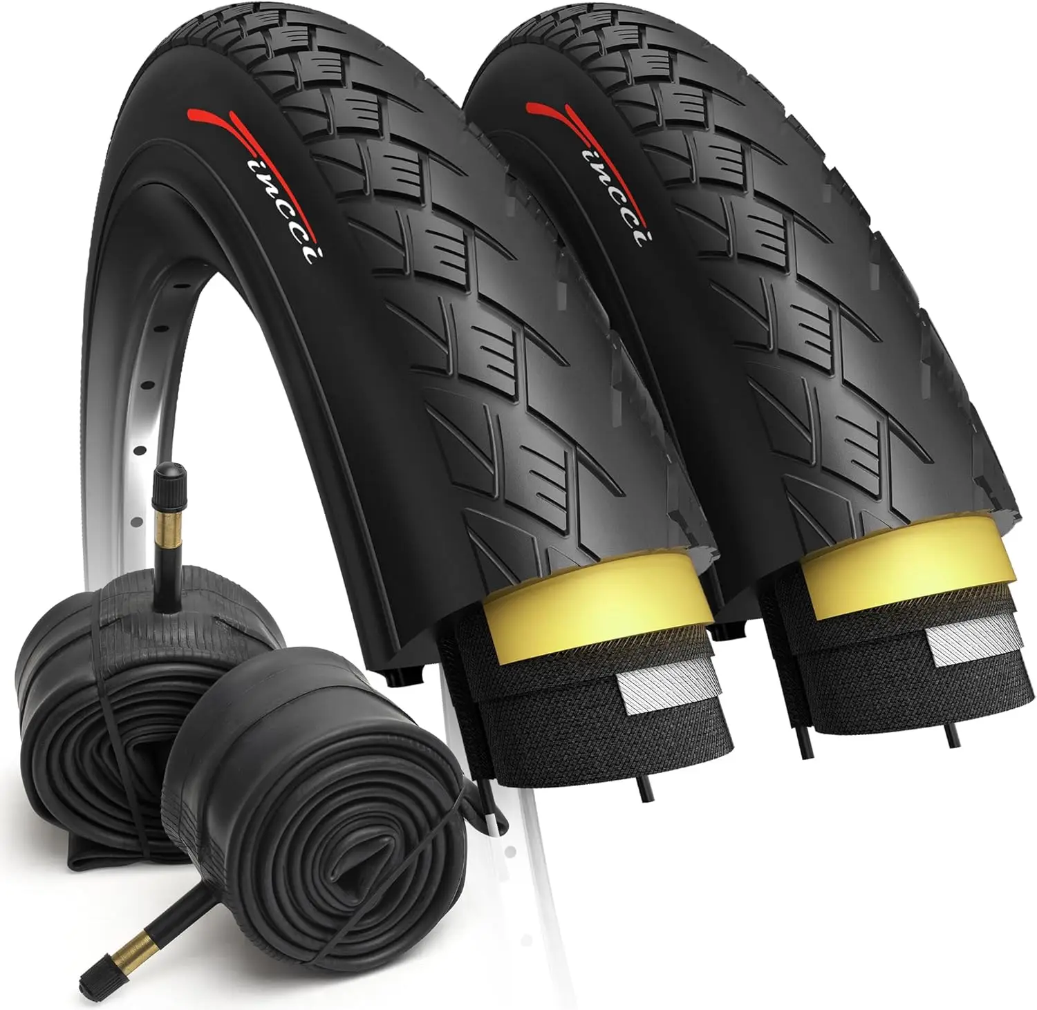 

Pair 700x38c Bike Tire Foldable 40-622 with 1mm Antipuncture Protection and Schrader Valve Inner Tubes 48mm for Electric Road Mo