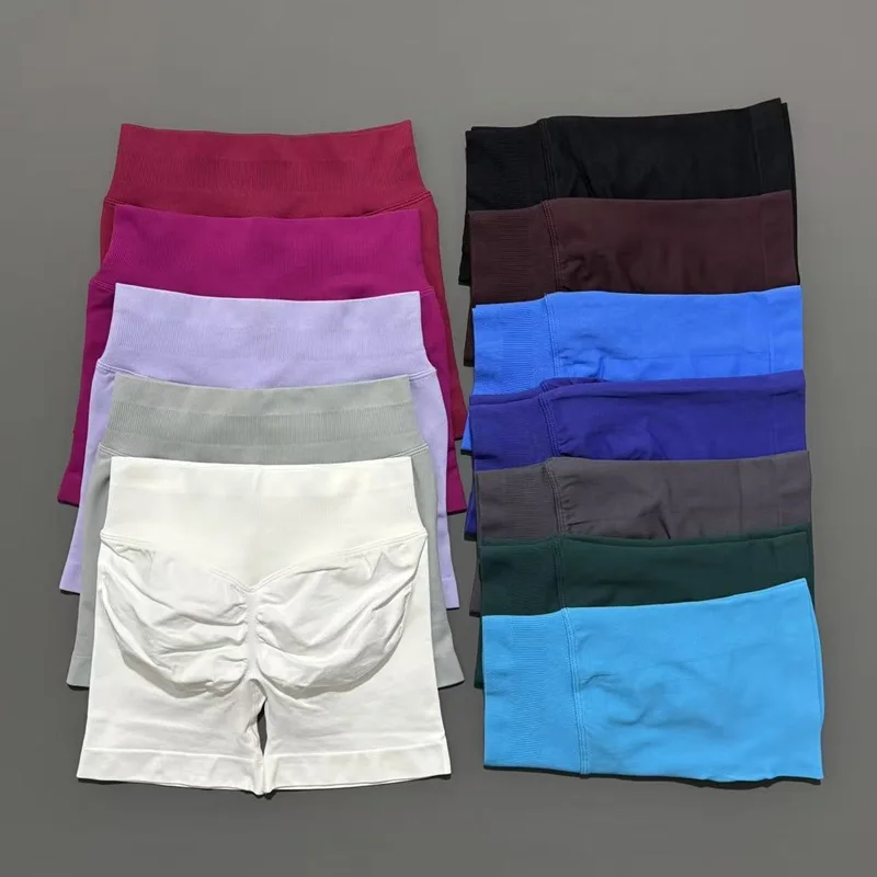 HISTELLO-pantalones cortos de impacto para mujer, pantalones cortos de Yoga de 4,5 ", sin costuras, cintura baja, mallas de gimnasio, pantalones cortos deportivos elásticos para entrenamiento y Fitness