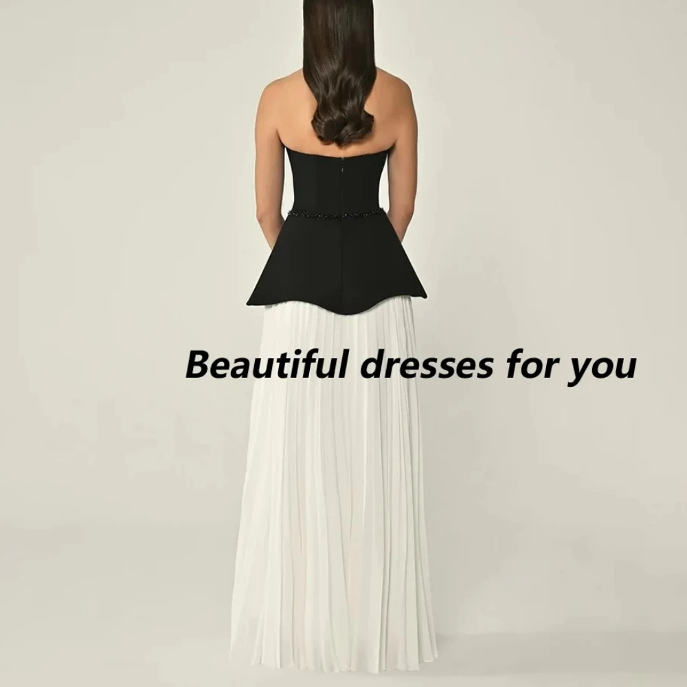 Robe de bal élégante sans bretelles, ligne A, robes de soirée au sol pour femmes, sans manches, robes de soirée formelles personnalisées, 2025
