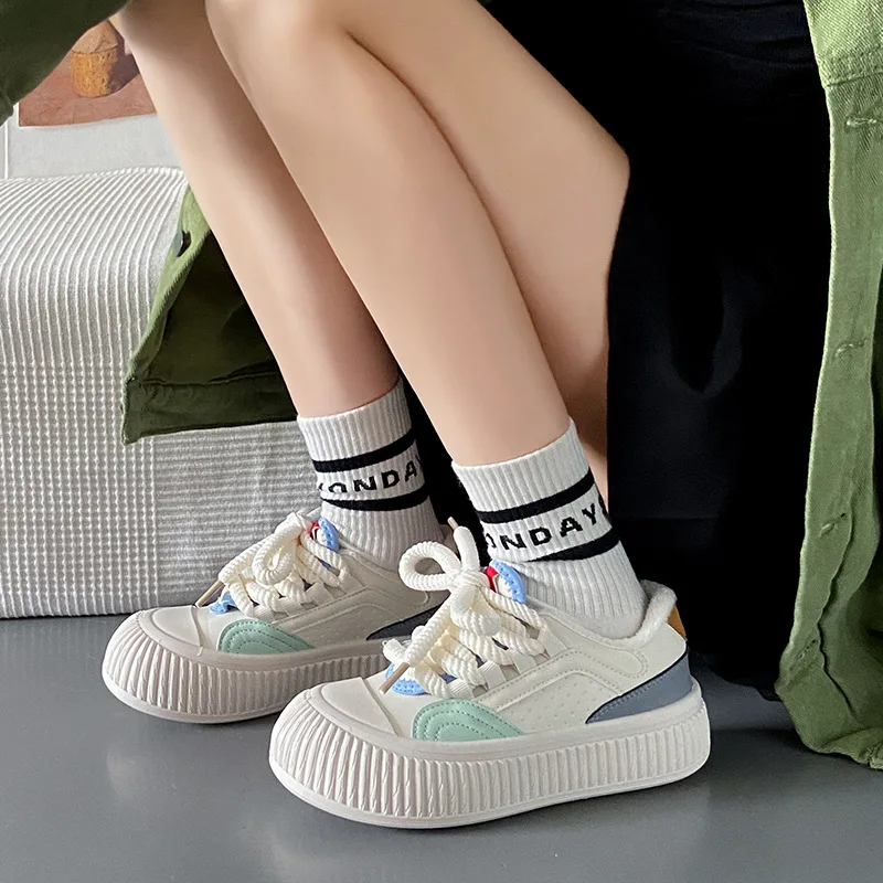 New wide toe old vintage sneakers scarpe oxford in ecopelle da donna scarpe da ginnastica stringate harajuku mocassino donna retro chunky sneaker