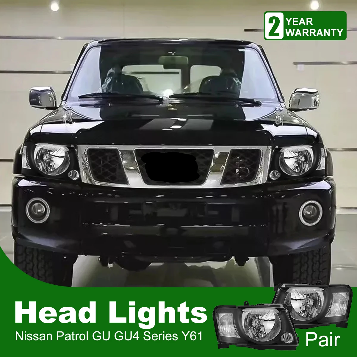 1 pair Headlight For Nissan Patrol GU4 GU5 GU6 GU7 GU8 GU9 Y61 Car Head Lamp w/Corner Lights Waterproof Front Bumper Headlight