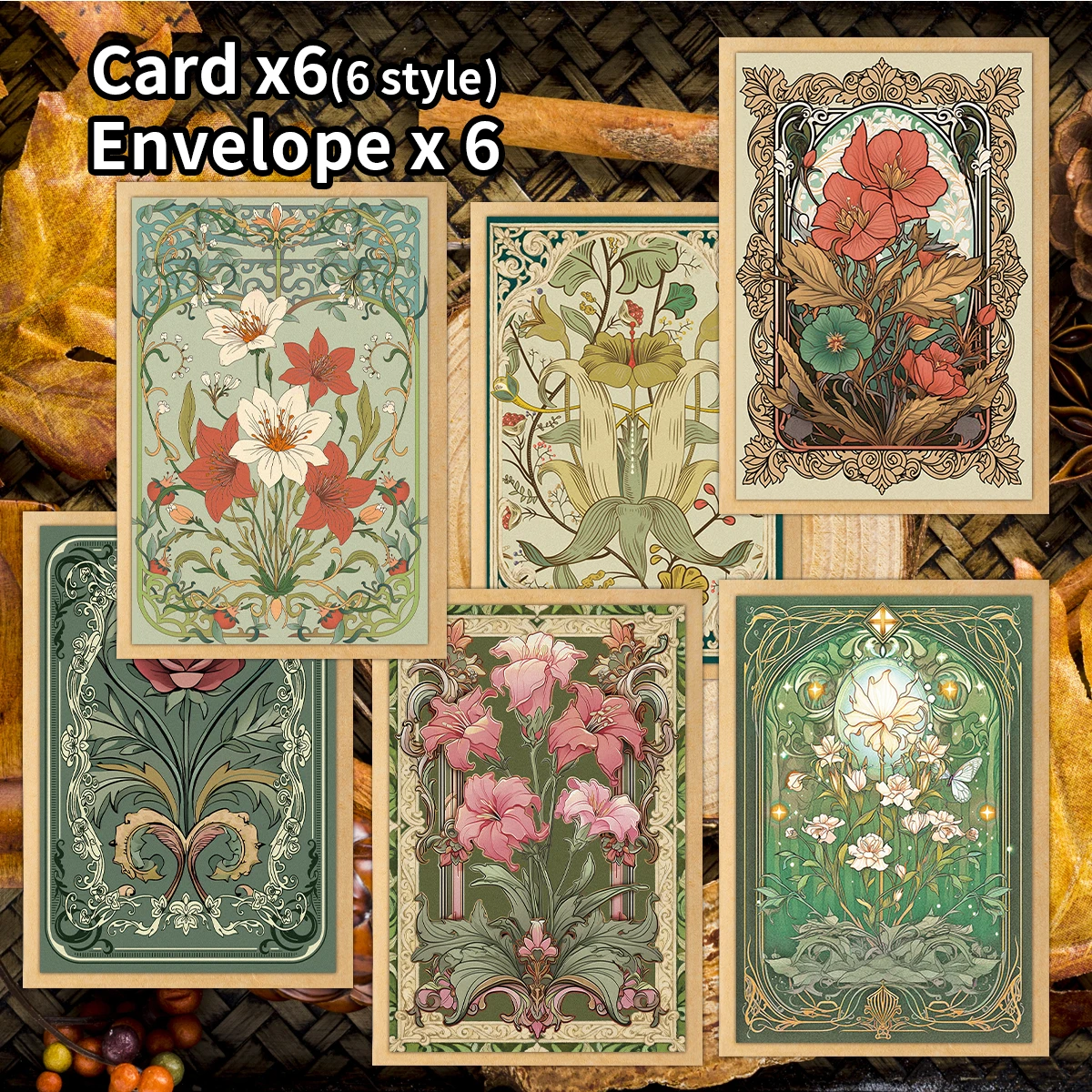 6 tarjetas de felicitación florales vintage con sobre, diseño ilustrado a mano, para cumpleaños, aniversario, mensaje sincero, regalos de fiesta