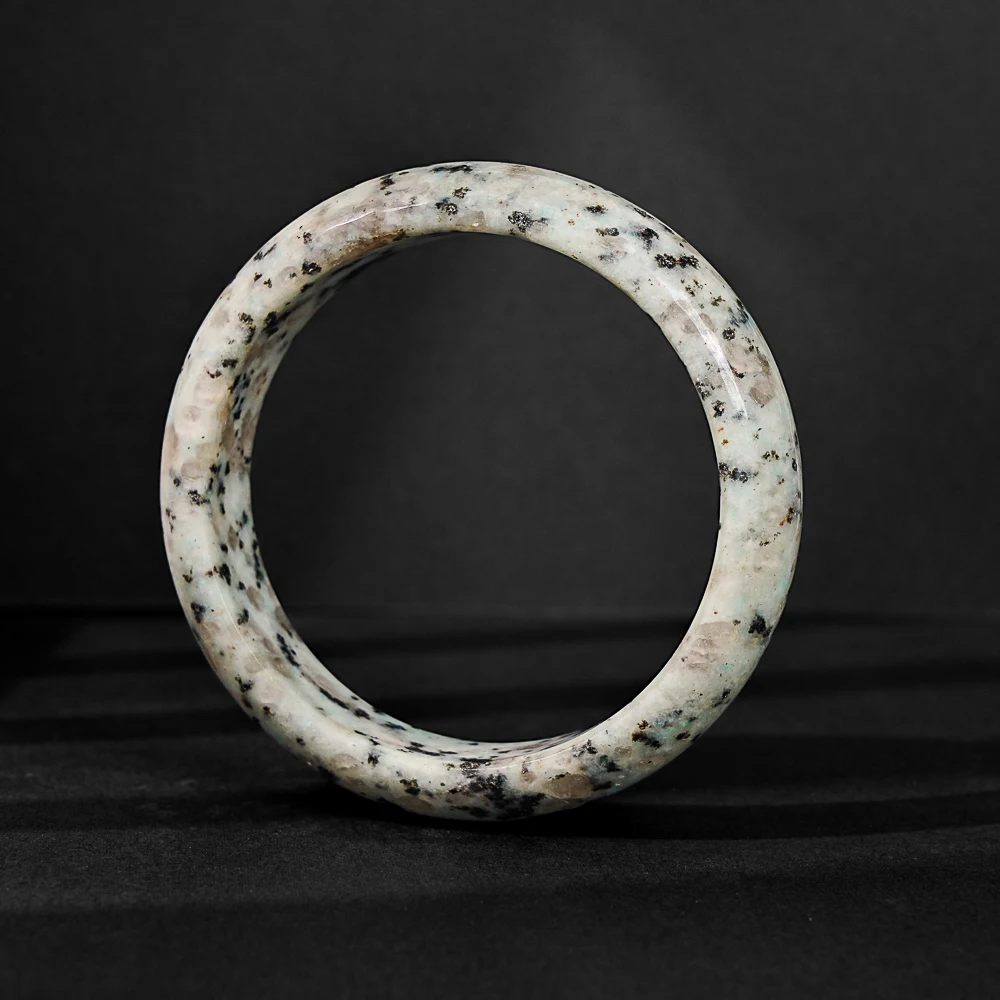 TIANSHAN GREEN JADE BANGLE 62MM NATURAL AAA GRADE POLISHED ROUND WIDE BAND GREY BLACK SPECKLED JEWELRY FOR DAILY WEAR AND GIFTS