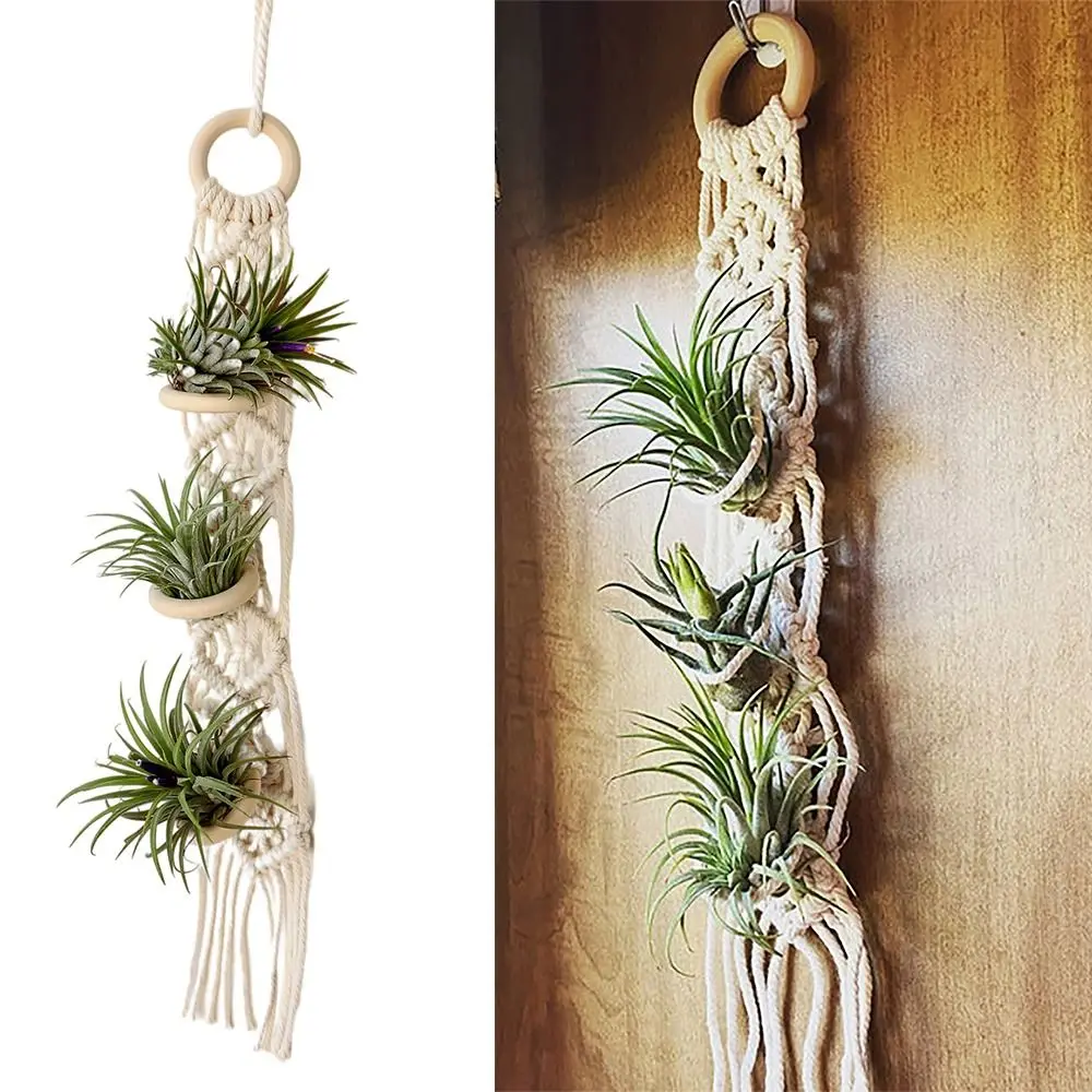 

for Indoor Living Room Balcony Macrame Plant Hangers Handmade Beige Color Cotton Rope Hanging Planter Cotton Rope