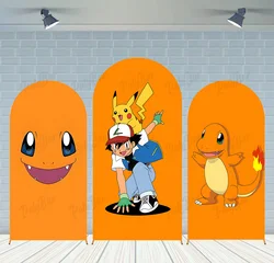 Arch Kids Pokemon Pikachu Theme Background Boy Birthday Party Backdrop Polyester Arch Banner Photography Props