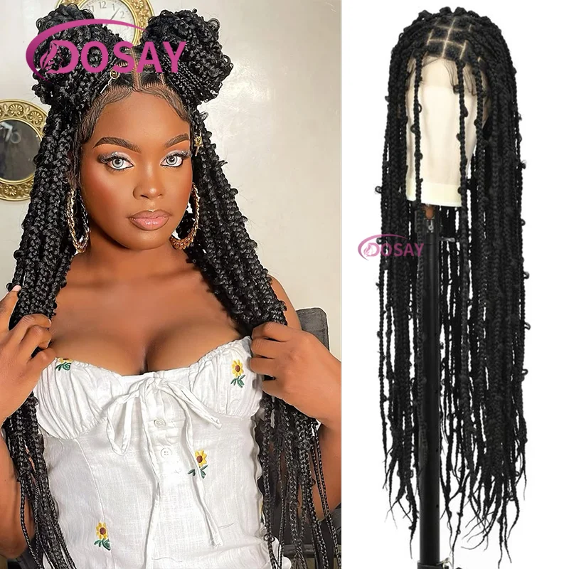 

36 дюймов плетеные парики с бабочками и детскими волосами, синтетические полные кружевные парики, косички без узлов, парики для чернокожих женщин