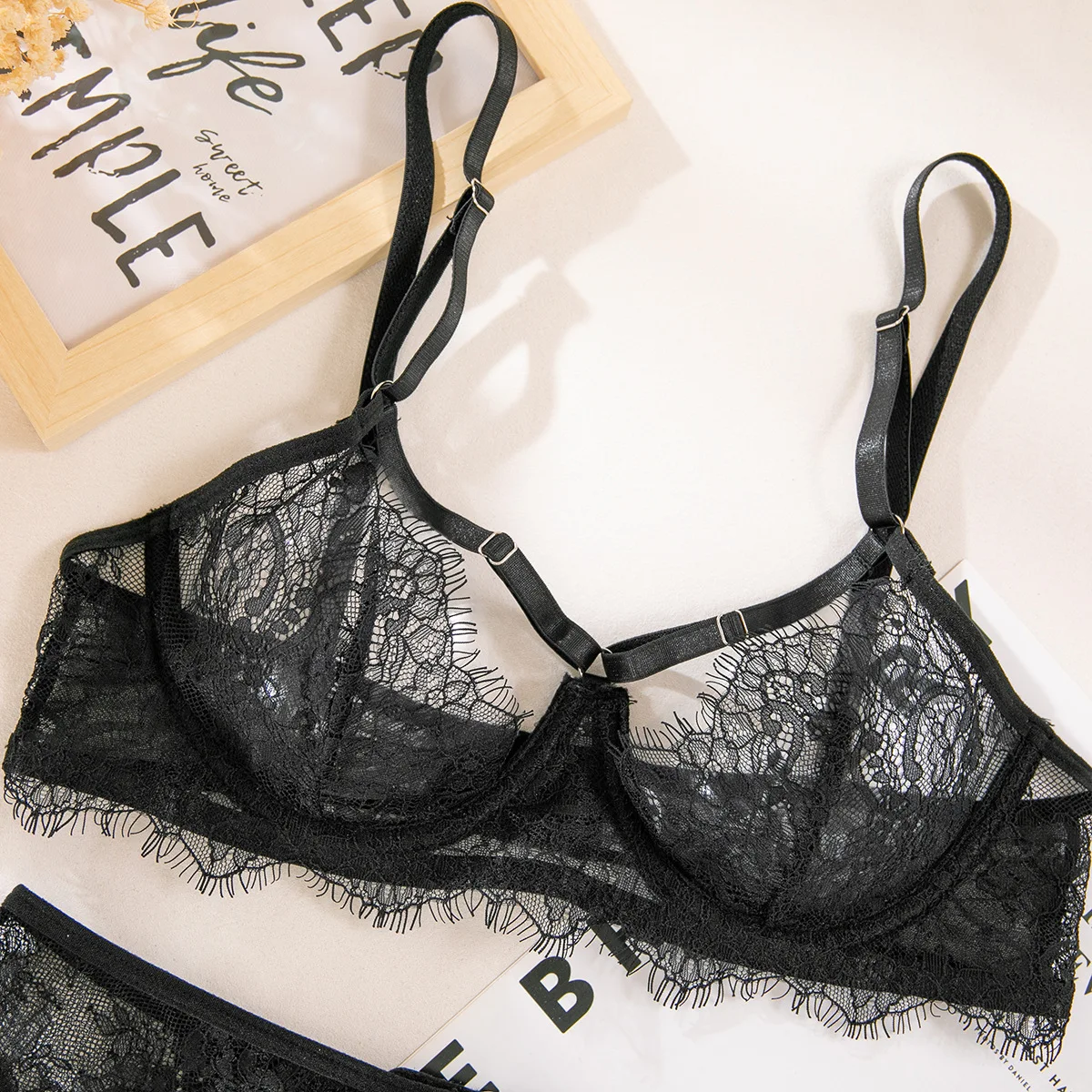 Daring Lingerie Women Sexy Clothes Outfits Hot Erotic Costume Sissy New In Matching Lace Underwear Transparent Erotic Bra Sets - view 5