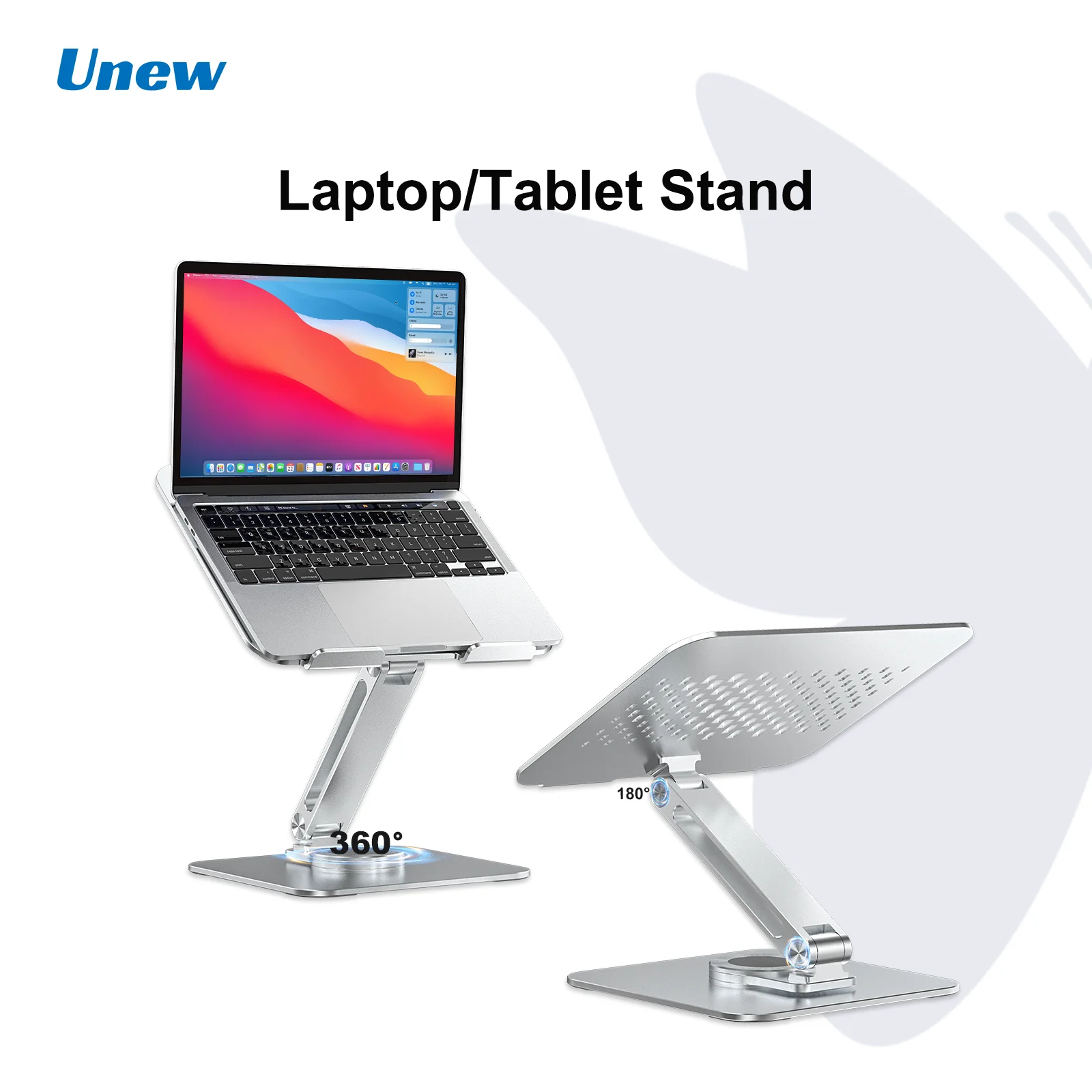 

Unew 360° Rotation Laptop/Tablet Stand, Aluminum Alloy Adjustable Portable Stand for Laptop Switch iPad/Pad, 4.7-12.9 inches