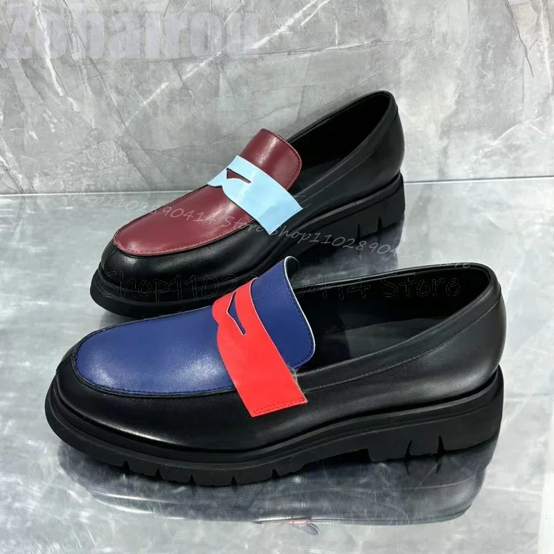 Mocassini di design da cucito alti asimmetrici di colore misto Moda Slip On Scarpe da uomo Scarpe casual da uomo per banchetti di feste fatte a mano di lusso