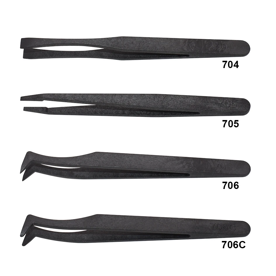 

93301 93302 Plastic Black ESD Tweezers 93303 Anti Static Tweezers For Phone Electronic Repair Factory Price 1000pcs/lot