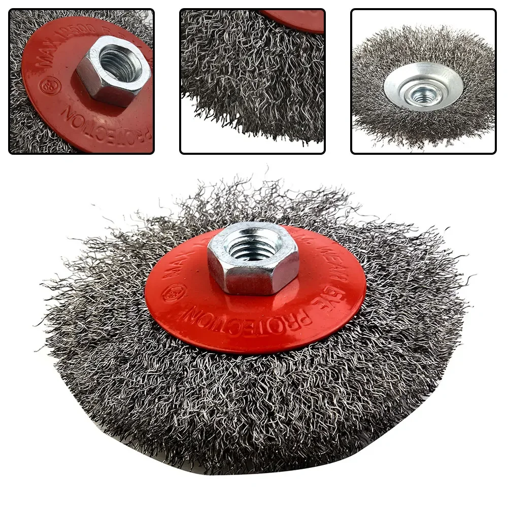 Fil de brosse en acier inoxydable pour meuleuse d'angle, filetage lointain, roue de brosse, outil de suppression de la rouille, livres, 100mm