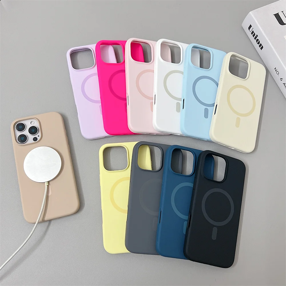 Official Same Original Liquid Silicone Phone Case for iPhone 16 15 14 13 12 Pro Max Magsafe Wireless Charging Magnetic Cover - náhled 3