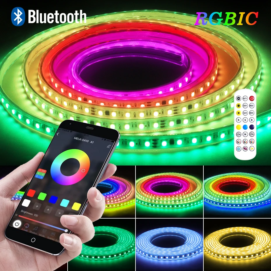 

Dreamcolor Bluetooth LED штрих - лампа AC 110V / 220V RGB лента водонепроницаемая интеллектуальная светодиодная лента пульт дистанционного управления наружная отделка