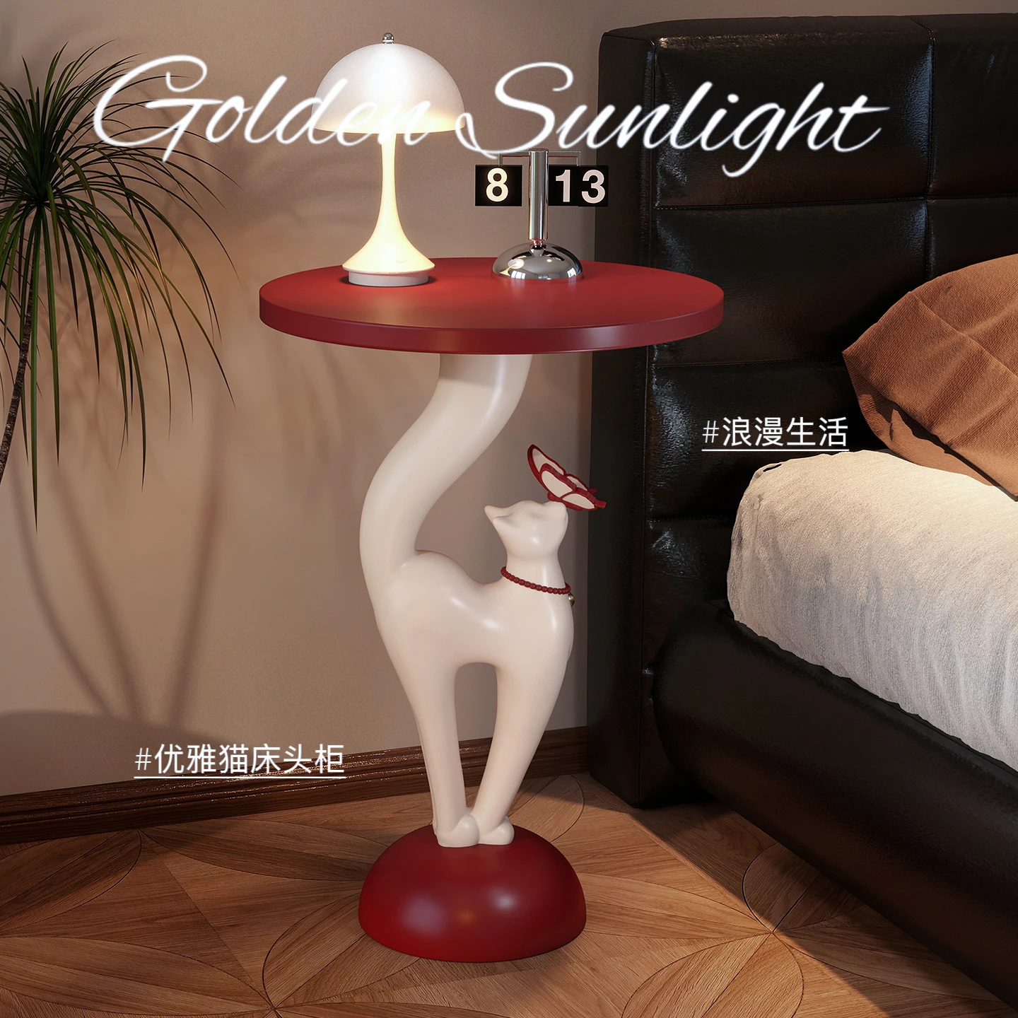 Home Decor Elegant Cat Creative Bedside Table French Antique Style Bedroom Headboard Small Edge Table Shelves Housewarming Gift