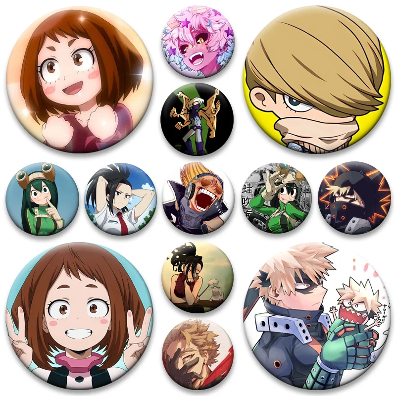 Anime Hero Brooches Kyoka Jiro Mezo Shoji Mina Ashido Momo Yaoyorozu Shoto Todoroki All Might Tsuyu Asui Best Jeanist Badge Pins