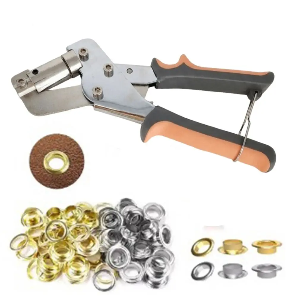 

10mm Eyelet Hand Press Grommet Puncher with Grommets Comfortable Handle Handheld Grommet Tool Kit Non-slip Strength Saving