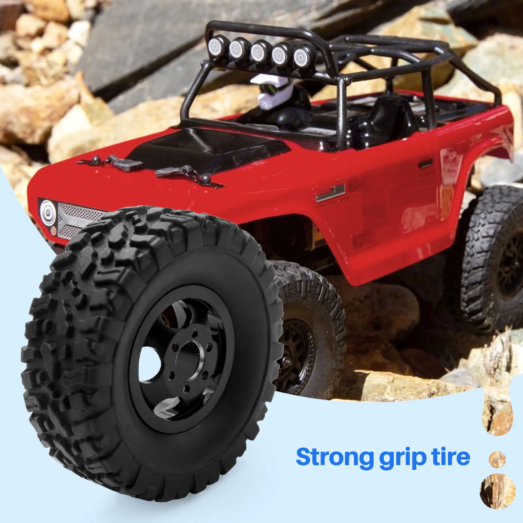 WOWFU-Double Wheel Metal Wheel Rim With Rubber Tire Tyre For WPL B16 B36  Q60 Q63 Q64 6WD 6X6 RC Truck