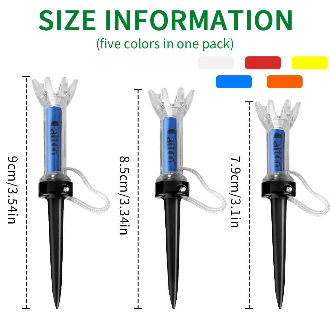 Caiton 5pcs Golf Tee,With Magnetic Plastic Golf Tee, 3 Sizes (79mm/85mm/90mm), 360degree Bounce New Gift,Golf Training Practice