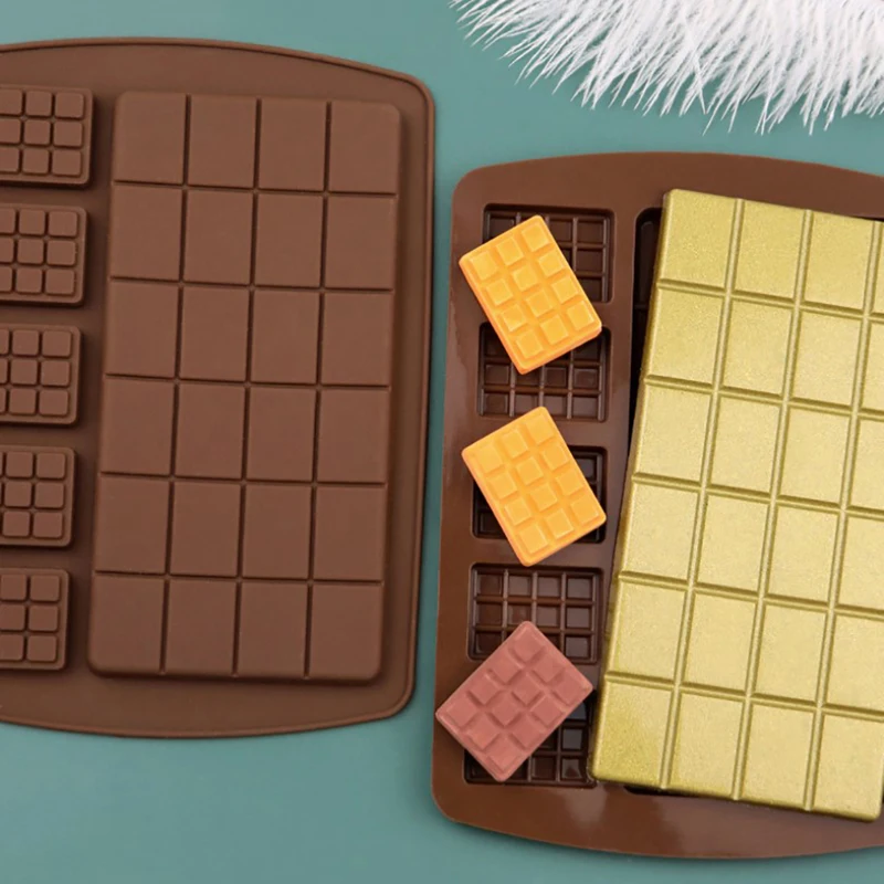 Silicone Mold Waffle Chocolate Mold Fondant Patisserie Candy Bar Mould Cake Mode Decoration Kitchen Baking Accessories