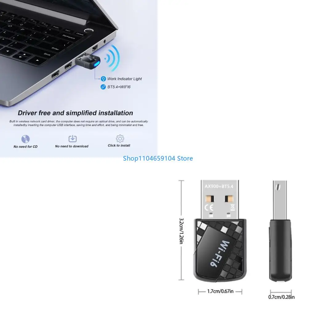 

AX900 USB WiFi 6 Bluetooth-compatible Adapter Dongle Double Band 2.4Ghz&5GHz