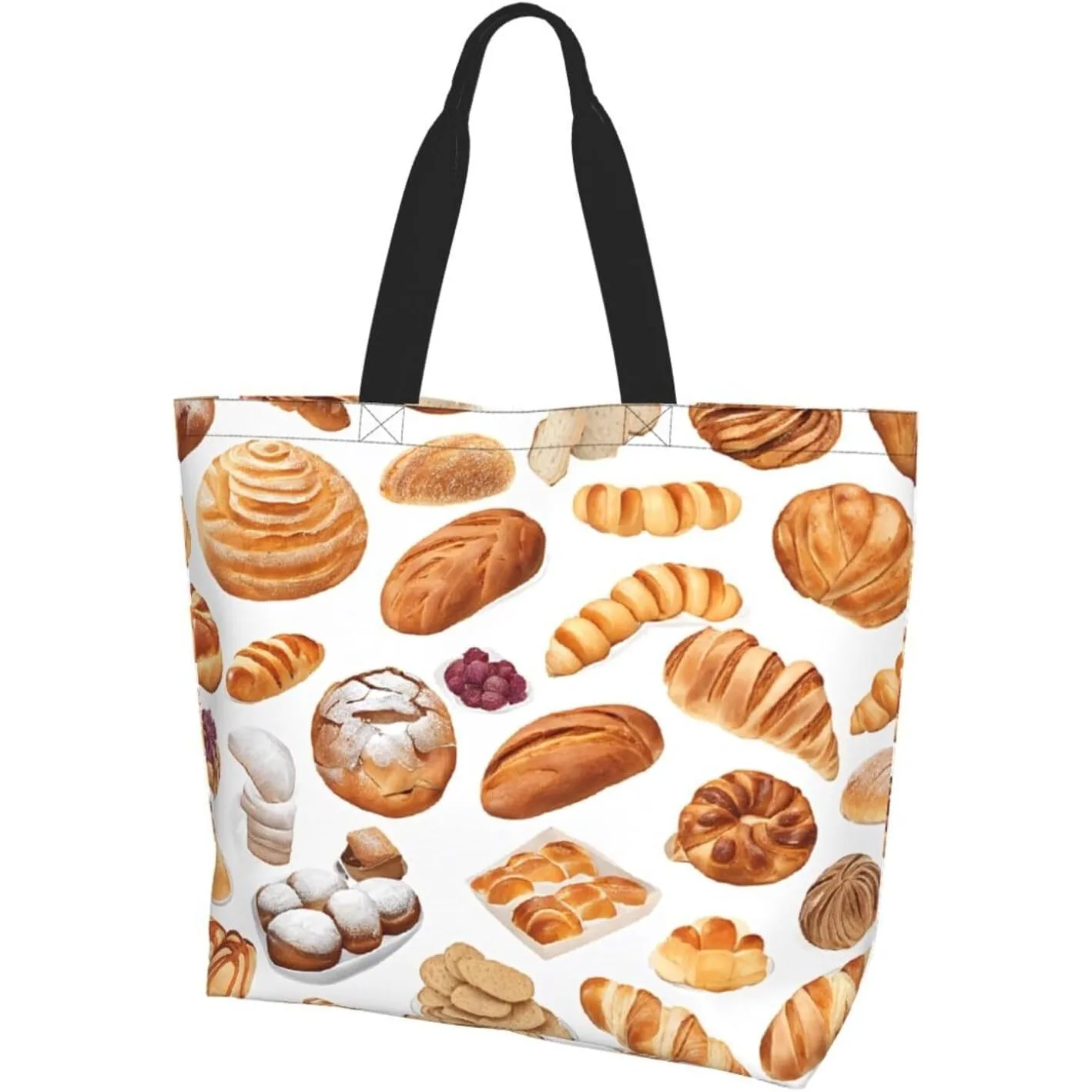 

Сумка-тоут с расписным хлебом, женская сумка для отдыха на одно плечо, многофункциональная большая сумка для покупок