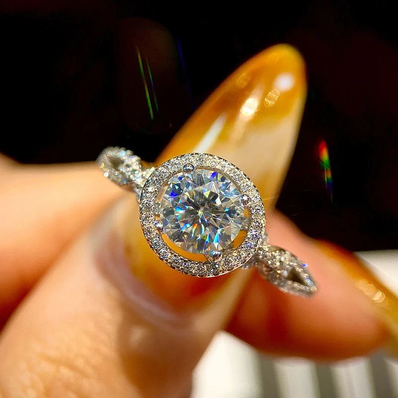 

GRA Сертифицированное 1 карат муассанит с бриллиантом, великолепное кольцо с блокировкой для женщин, вечерние, настоящее серебро 925 пробы, ювелирные изделия высокого качества