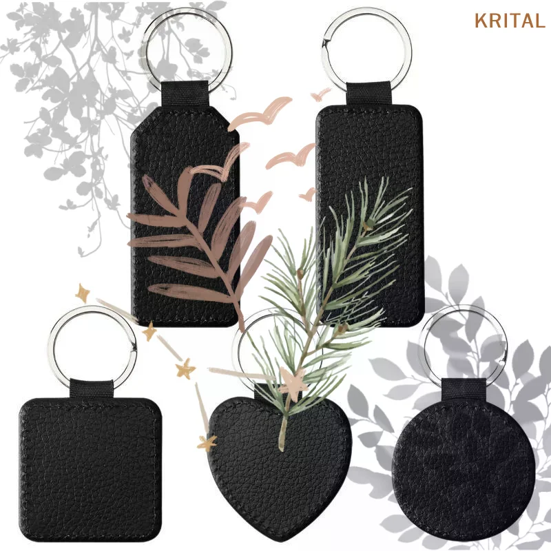 DIY Dye Sublimation Blanks Keychain PU Leather Heat: Transfer Heart Creative Double Sides Blank ID