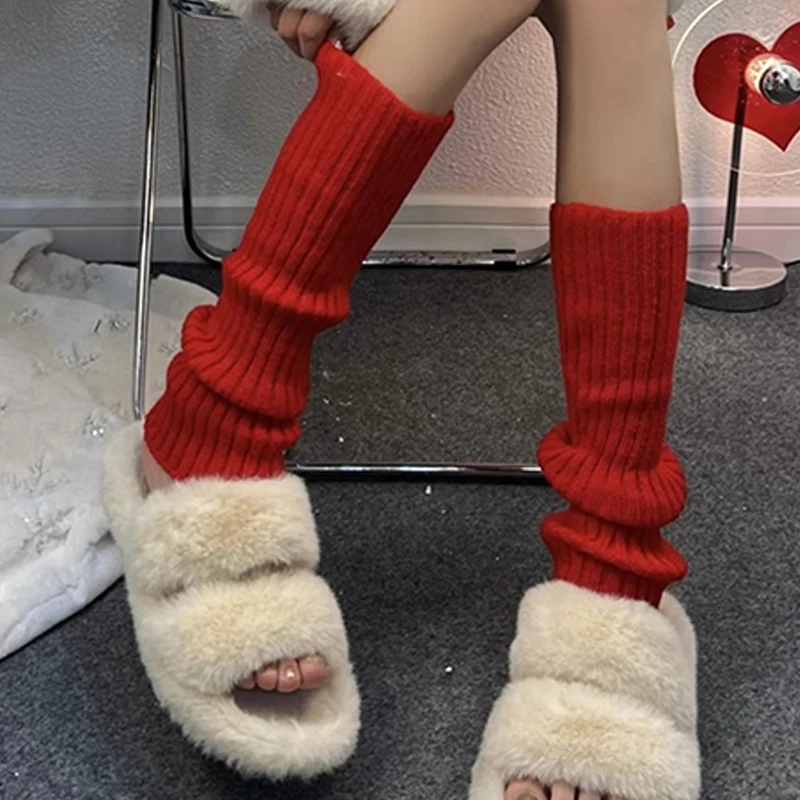 Red Socks For Women Japanese Autumn And Winter Pile Socks Calf Jk Hot Girl New Year Christmas Red Stockings