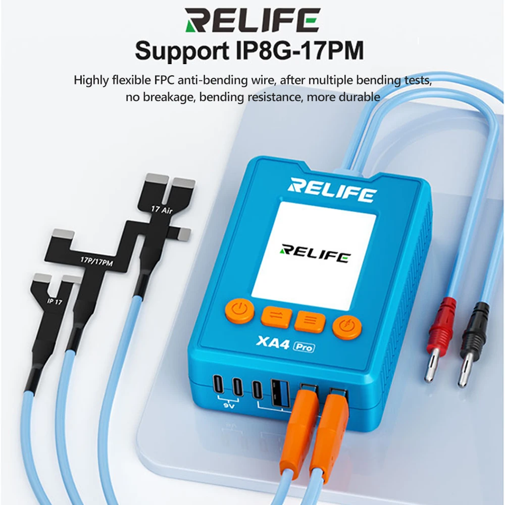 RELIFE XA4 Pro One-touch Power Cable FOR IPhone 8G-17 Pro Max with USB + Type-C ,2-inch HD Display,Data Storage and Playback