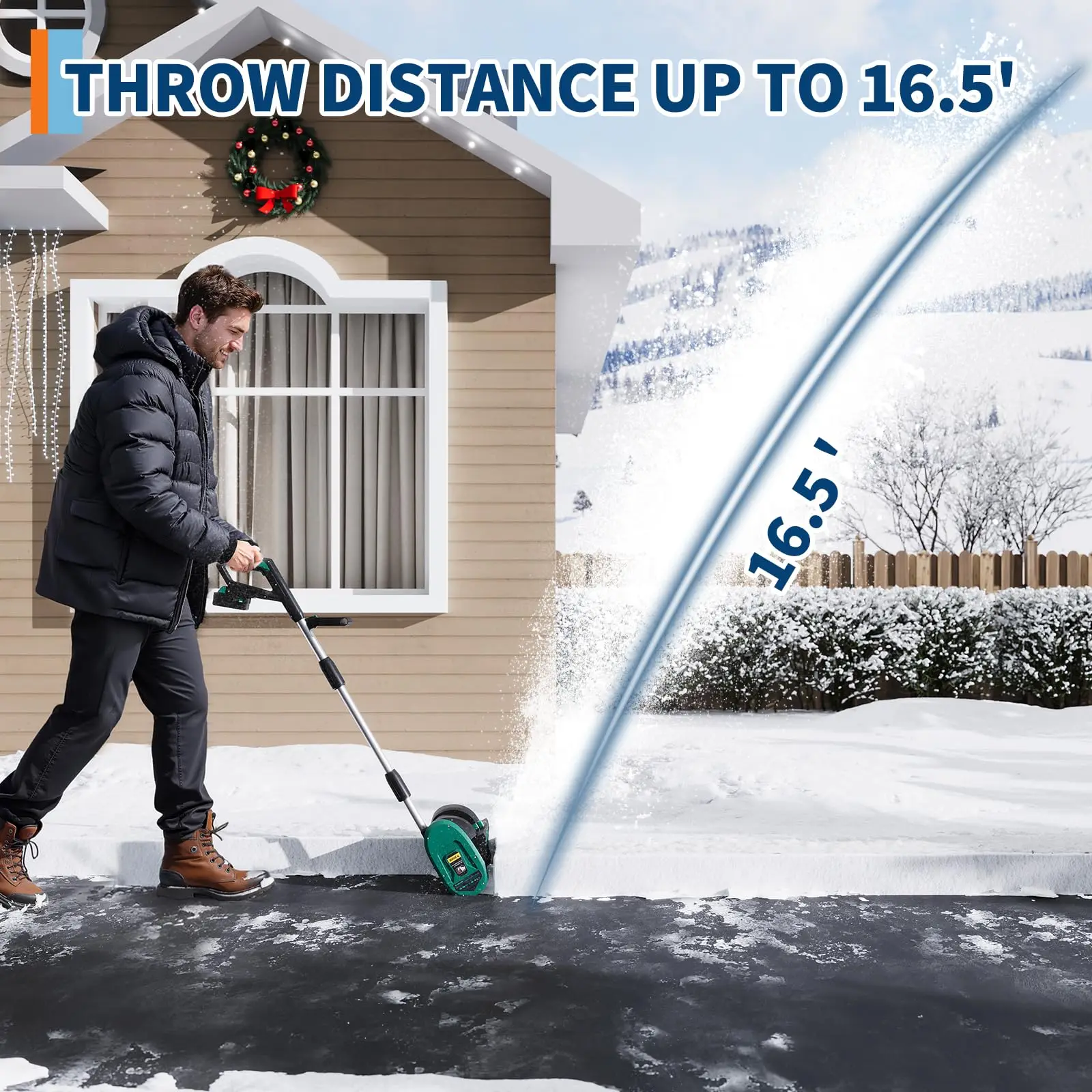 Cordless Snow Shovel, 20V 30 cm, 4.0Ah Battery and Quick Charger, Lake Blue - view 3