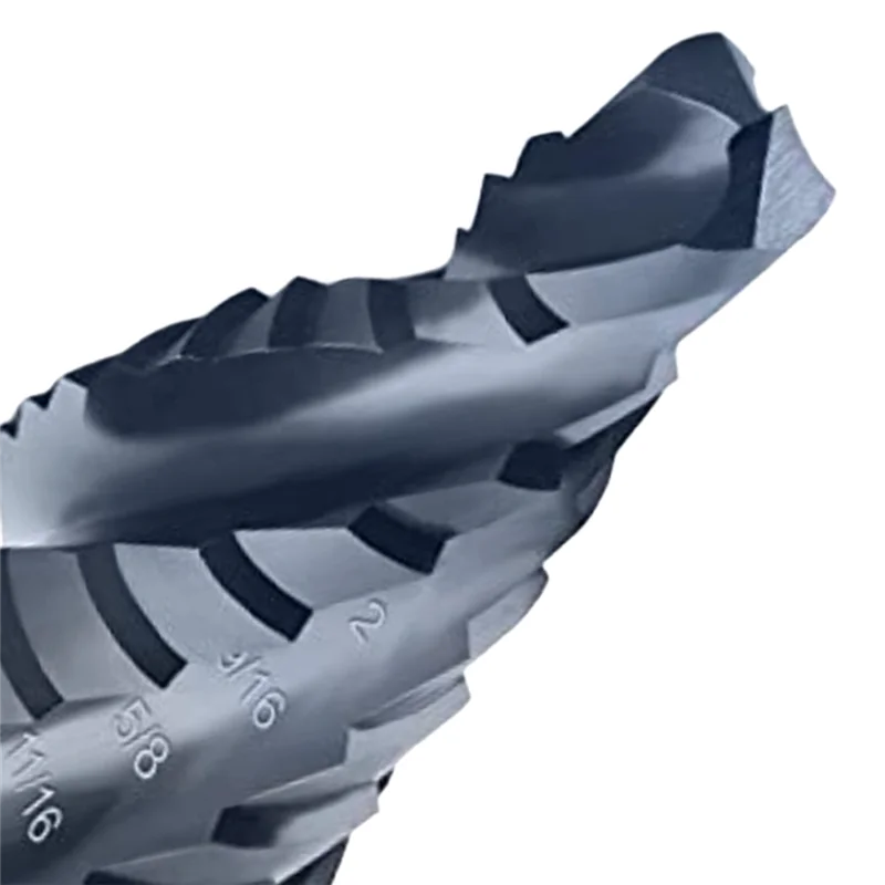 

A02F-M35 Step Drill Bit Metal Woodworking Wear-Resistant TIALN Coating 3/16"-7/8" 4 Spiral Groove Step Drill Bit