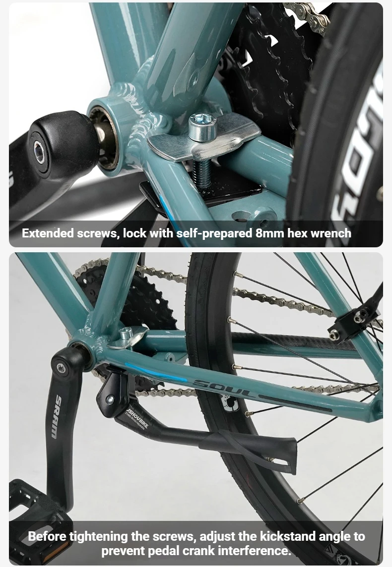 JSHOUBIKE Bicycle Kickstand, Thickened Durable Aluminum Alloy, Adjustable Length Bike Support Stand, For Bicycle and E-Bike
