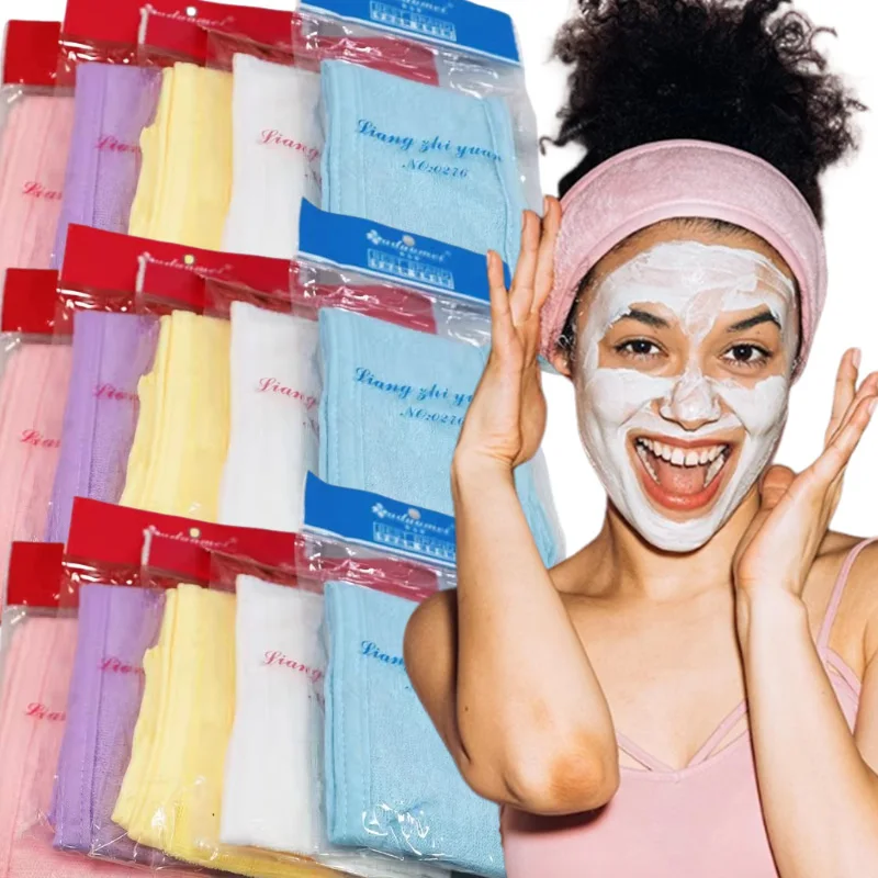 5 قطعة سبا الوجه عقال النساء غسل الوجه يشكلون دش التفاف رئيس تيري القماش رباط شعر منشفة قابل للتعديل حمام الرياضة أغطية الرأس