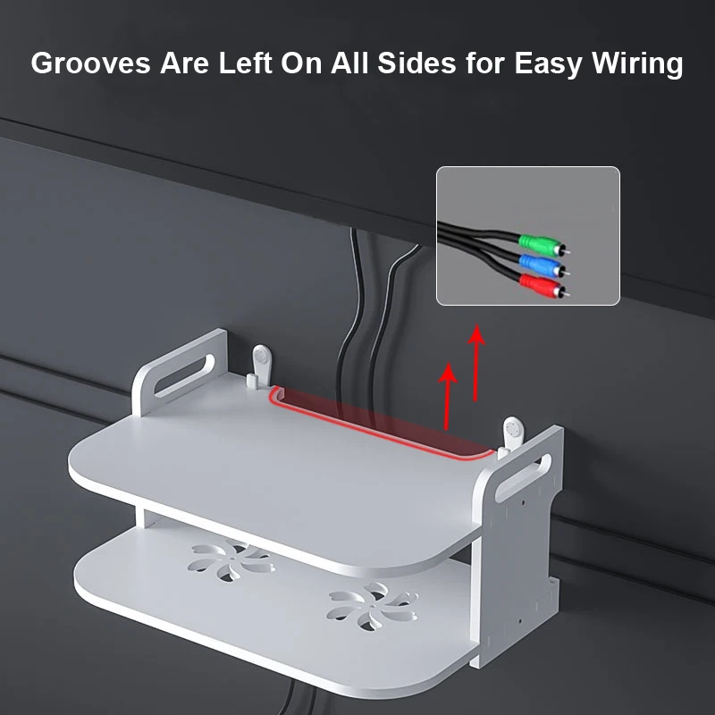 Wall-Mounted Router Cable Organizer Shelf Ventilated Neat Setup for Modem TV Set-top Storage Rack TV Box Desk Accessories Holder view 3