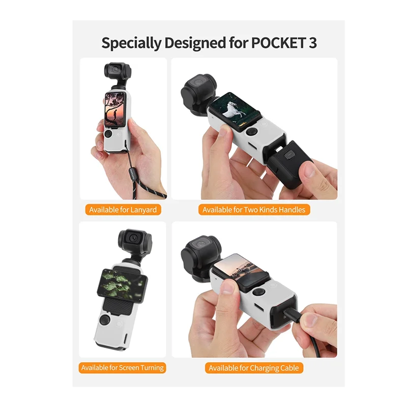 

SUNNYLIFE для Osmo Pocket 3, силиконовый чехол Pocket 3, защитный чехол, чехол для камеры с подвесом, аксессуары, серый, белый