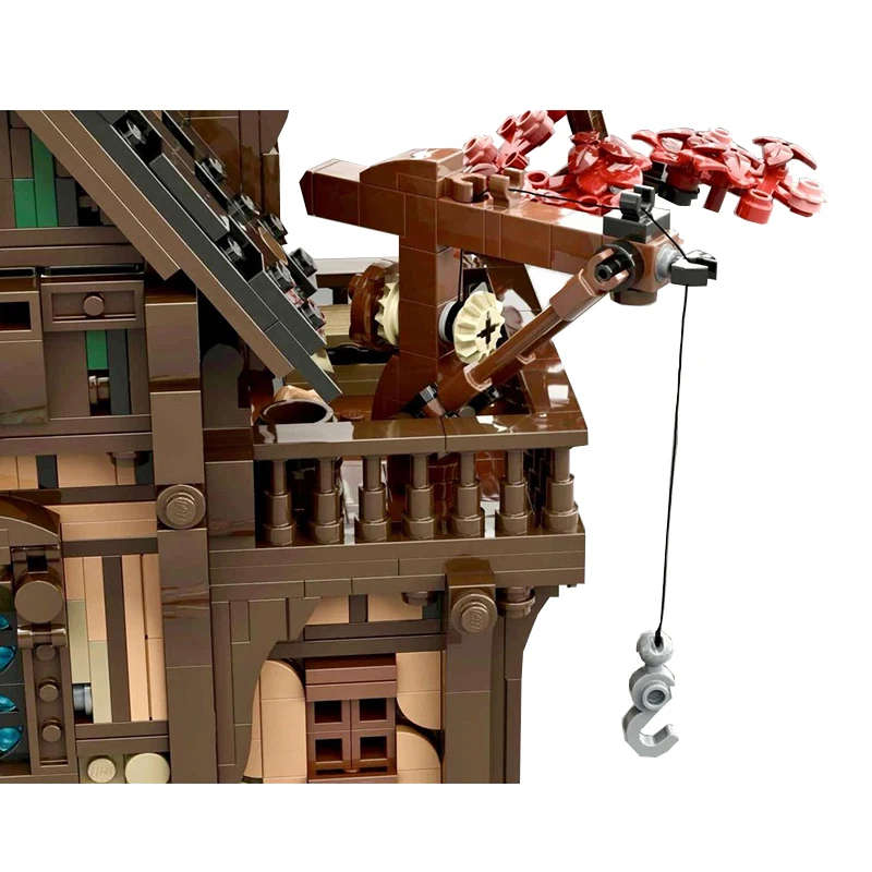 MOC- 214249   القرون الوسطى العمارة طاحونة المياه اللبنات التجمع نموذج الطوب DIY بها بنفسك الإبداعية عرض لعب الأطفال لغز الهدايا